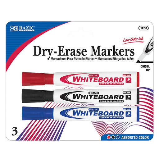 Bazic Chisel Tip Dry Erase Marker - 3 pack