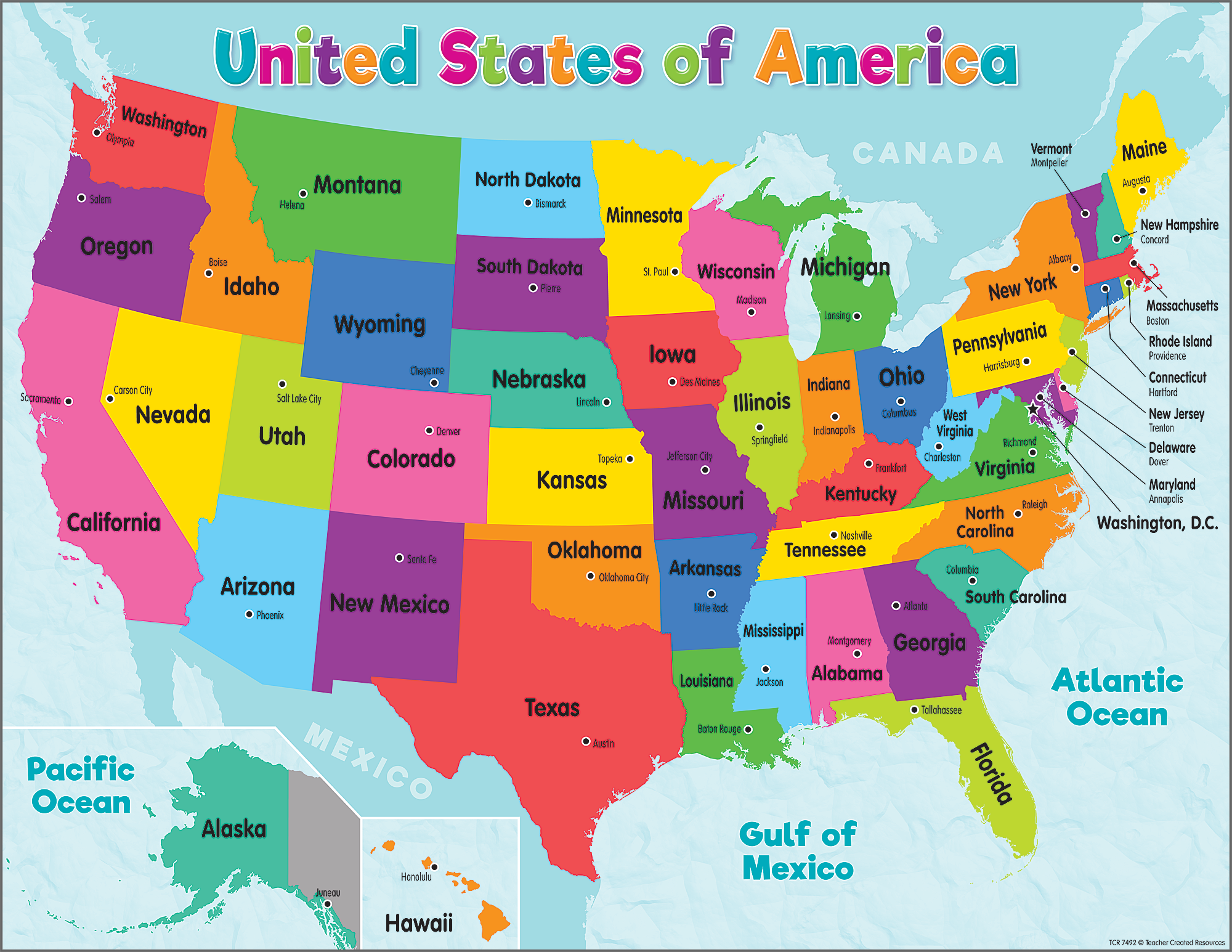 Show Me The Map United States Colored Map Of The United States | United States Map For Kids