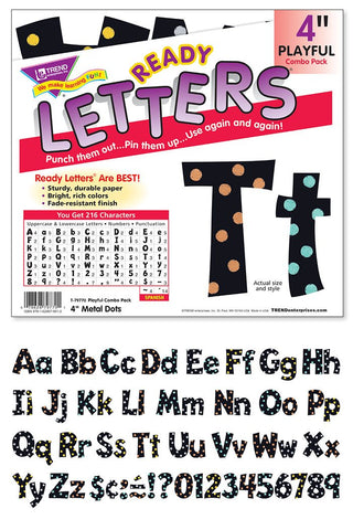 Trend Black 4-Inch Casual Uppercase/Lowercase Combo Pack Ready Letters , 182 per Pack, 3 Packs