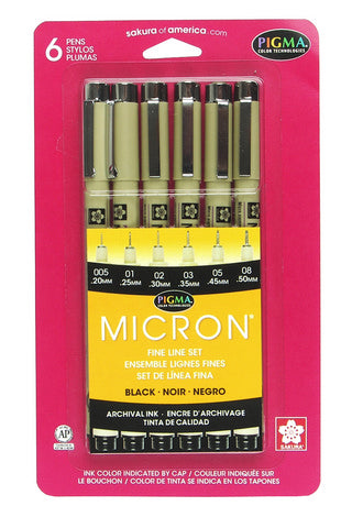Lieve Arthur progressief Sakura Pigma Micron 6 Pen Set (005 to 08, Black) – ARCH Art Supplies