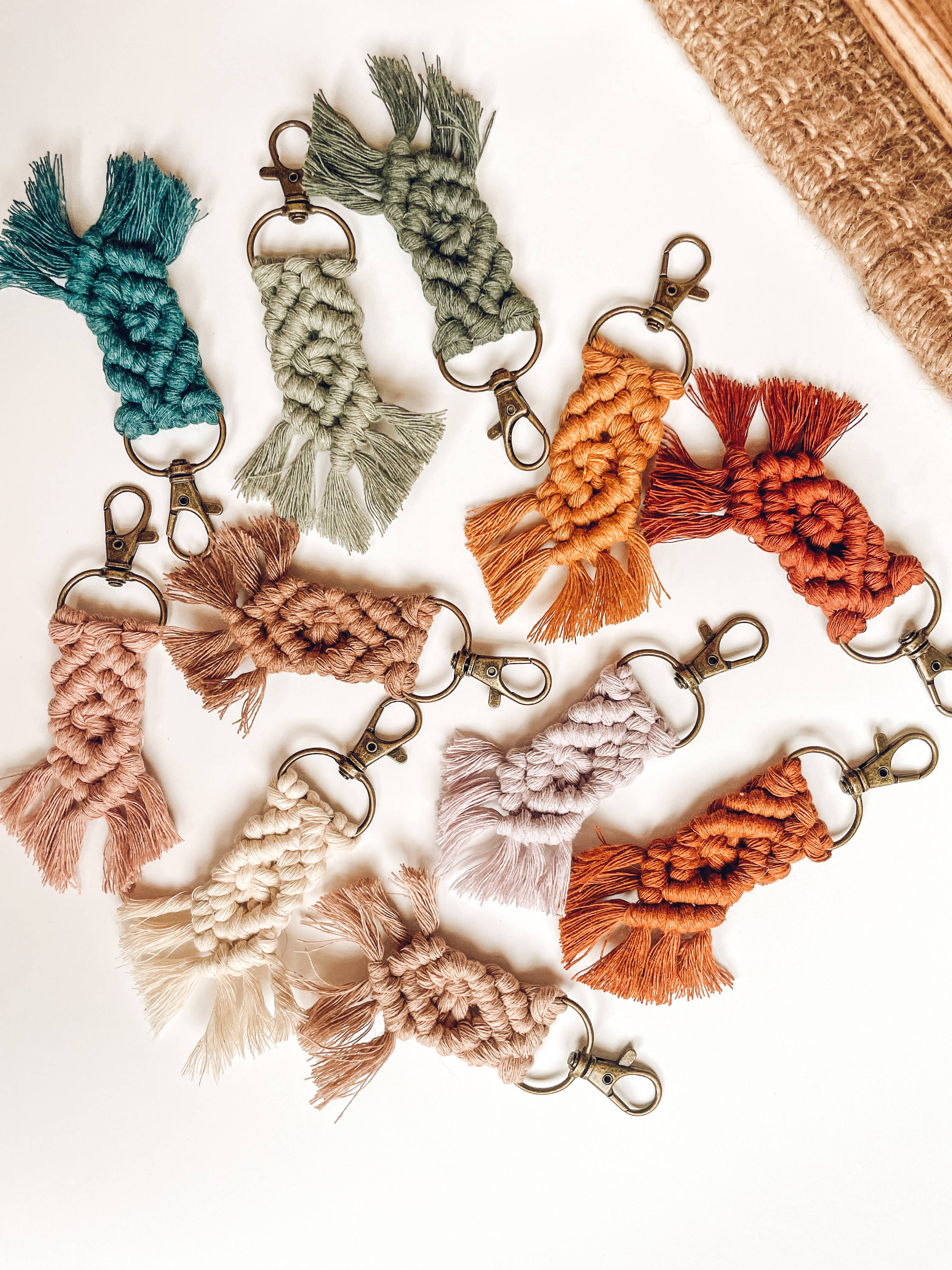Mini Boho Macrame Keychain - Sage