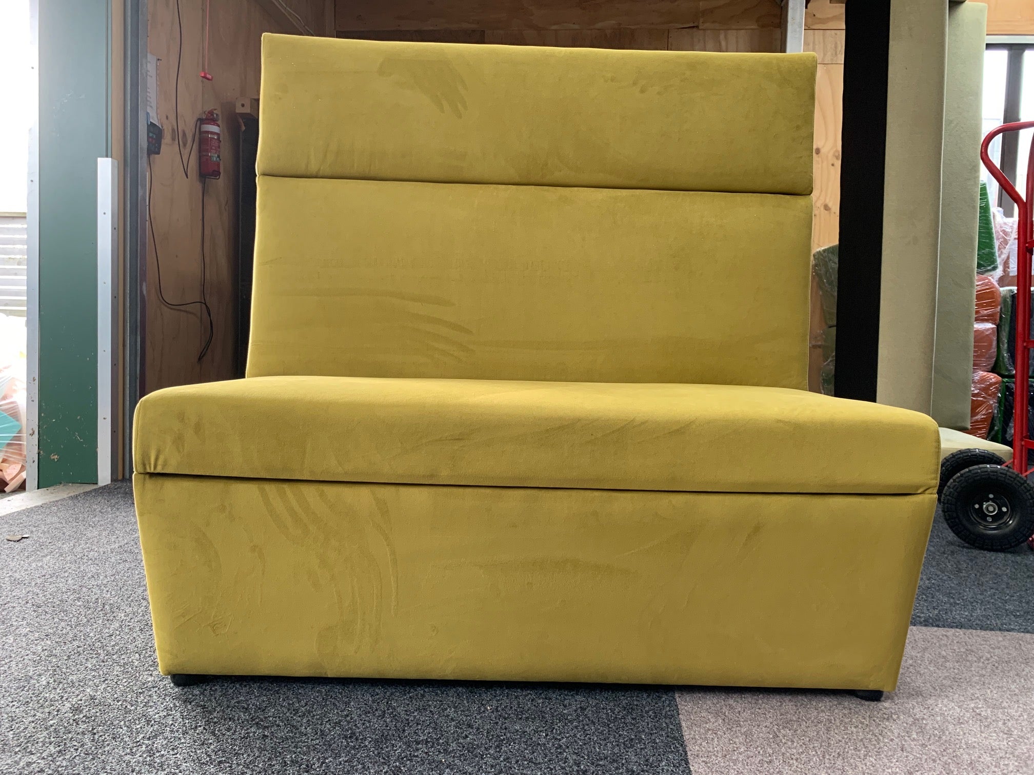 urban v2 booth olive plush velvet upholstery 