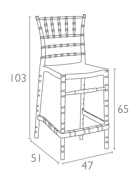 siesta chiavari bar stool 65cm dimensions