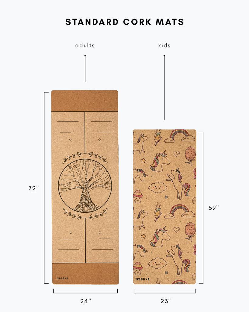 Scoria Standard Cork Yoga Mat comparison between adults mat and kids