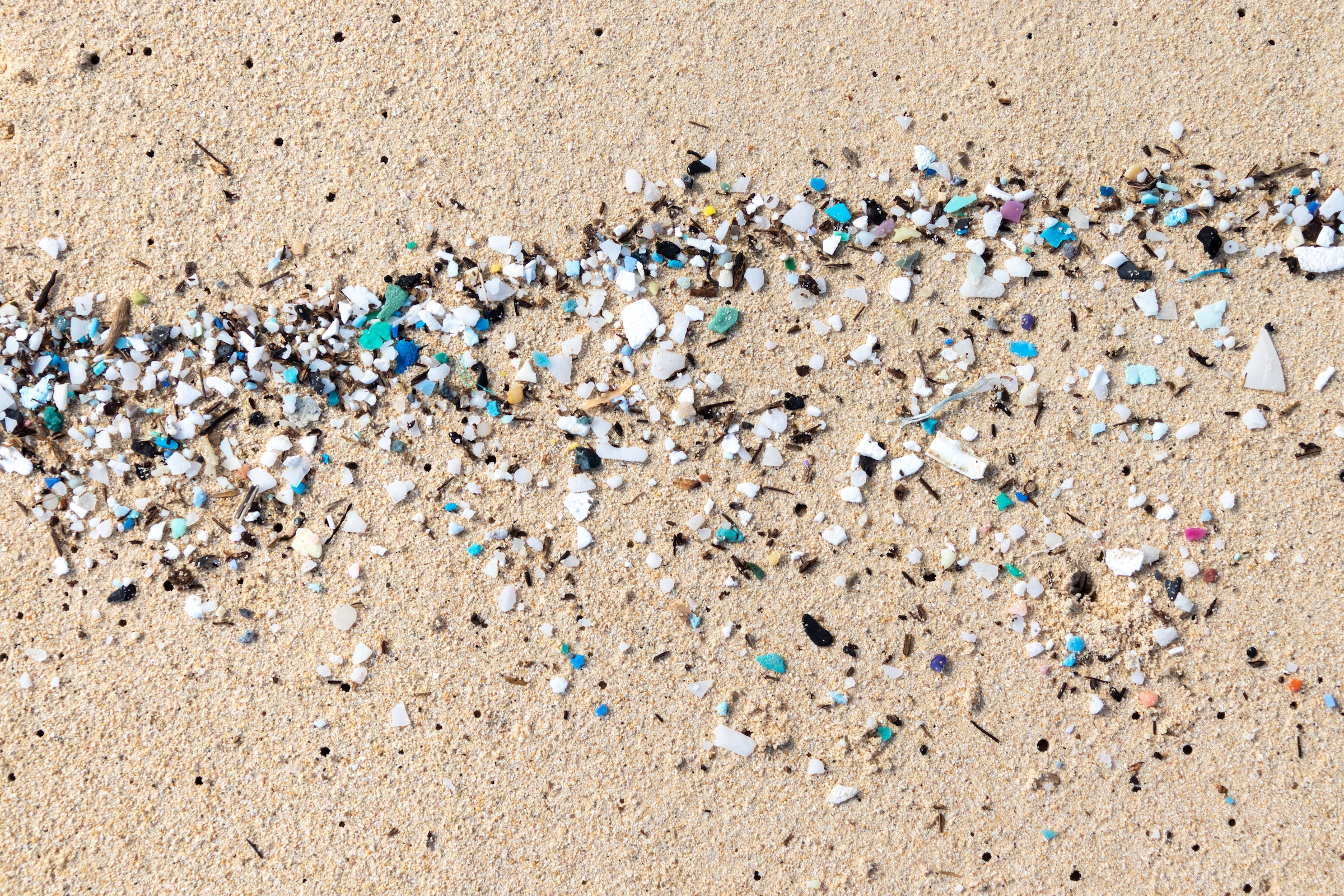 Microplastics on beach