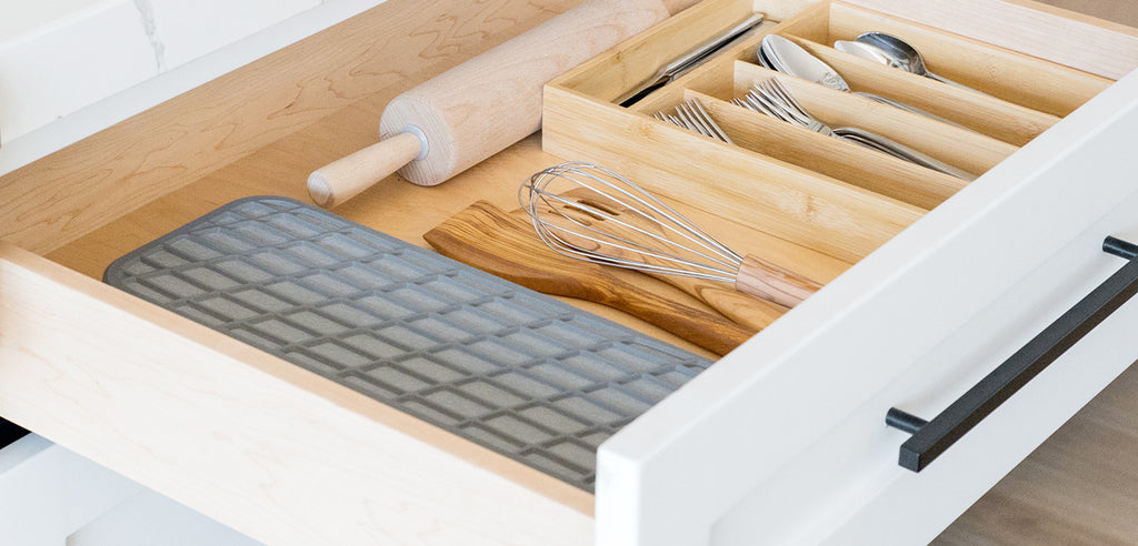 Kitchen Organization Drawer with Dish Pad Slate