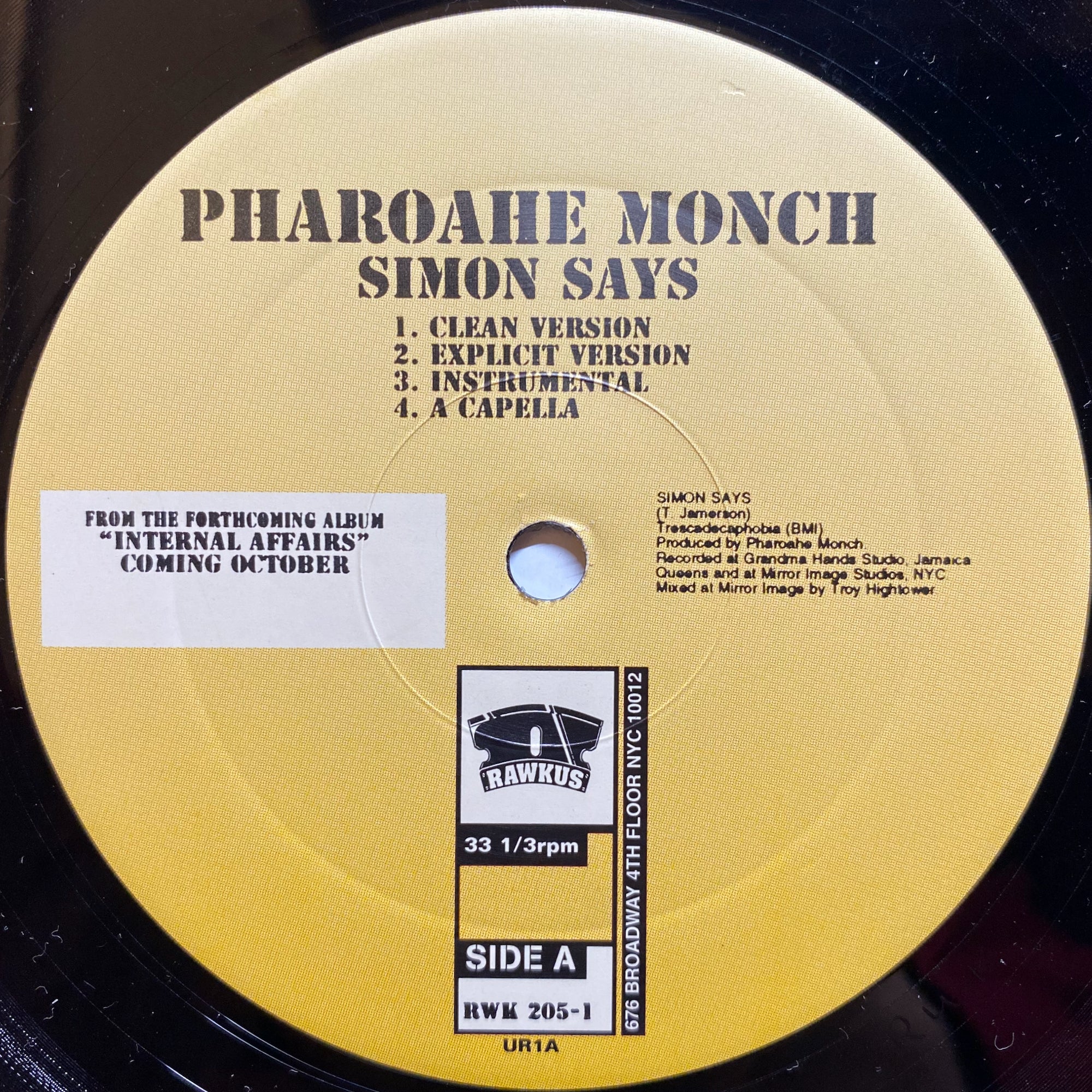 Pharoahe Monch SIMON SAYS REMIX / INSTRUMENTAL Vinyl Record