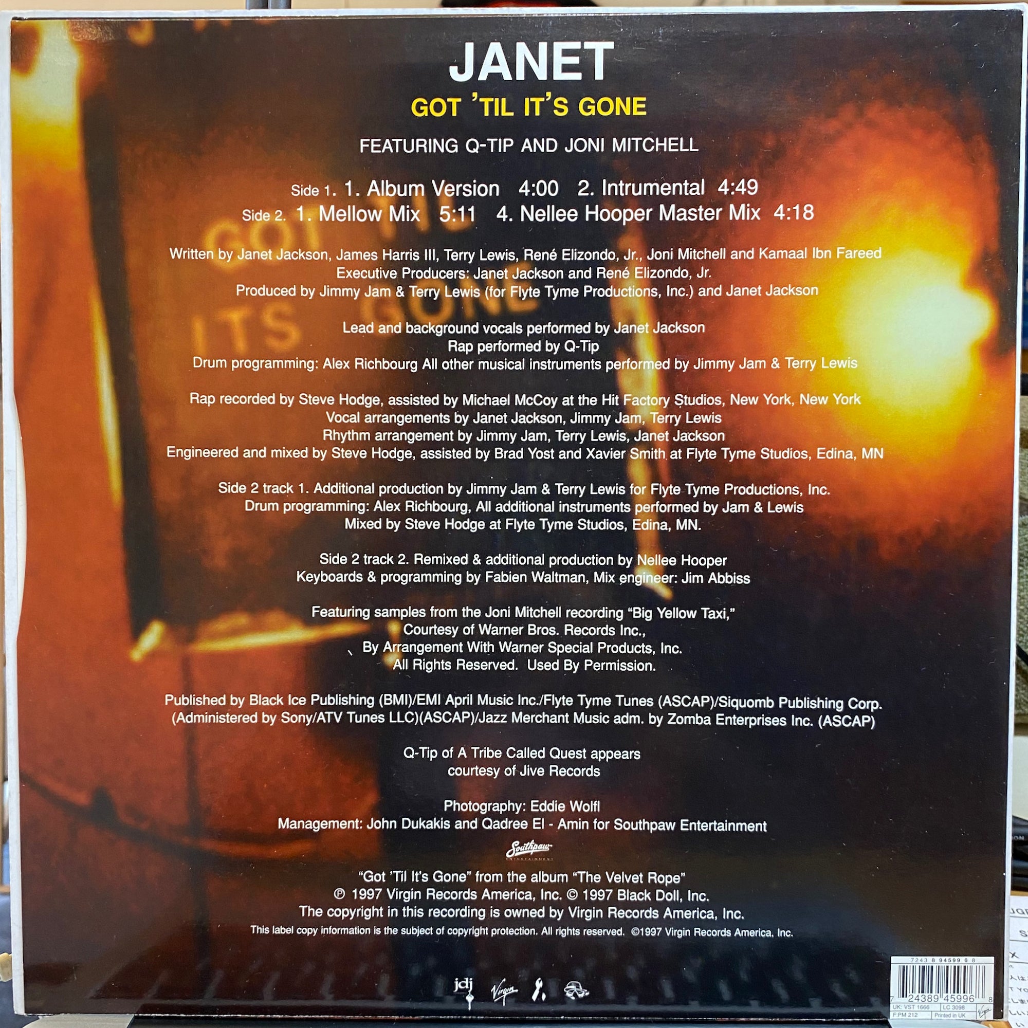 Janet Featuring Q-Tip And Joni Mitchell / Got 'Til It's Gone