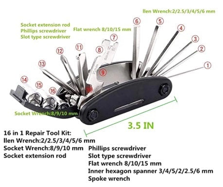 16 in 1 bike tool