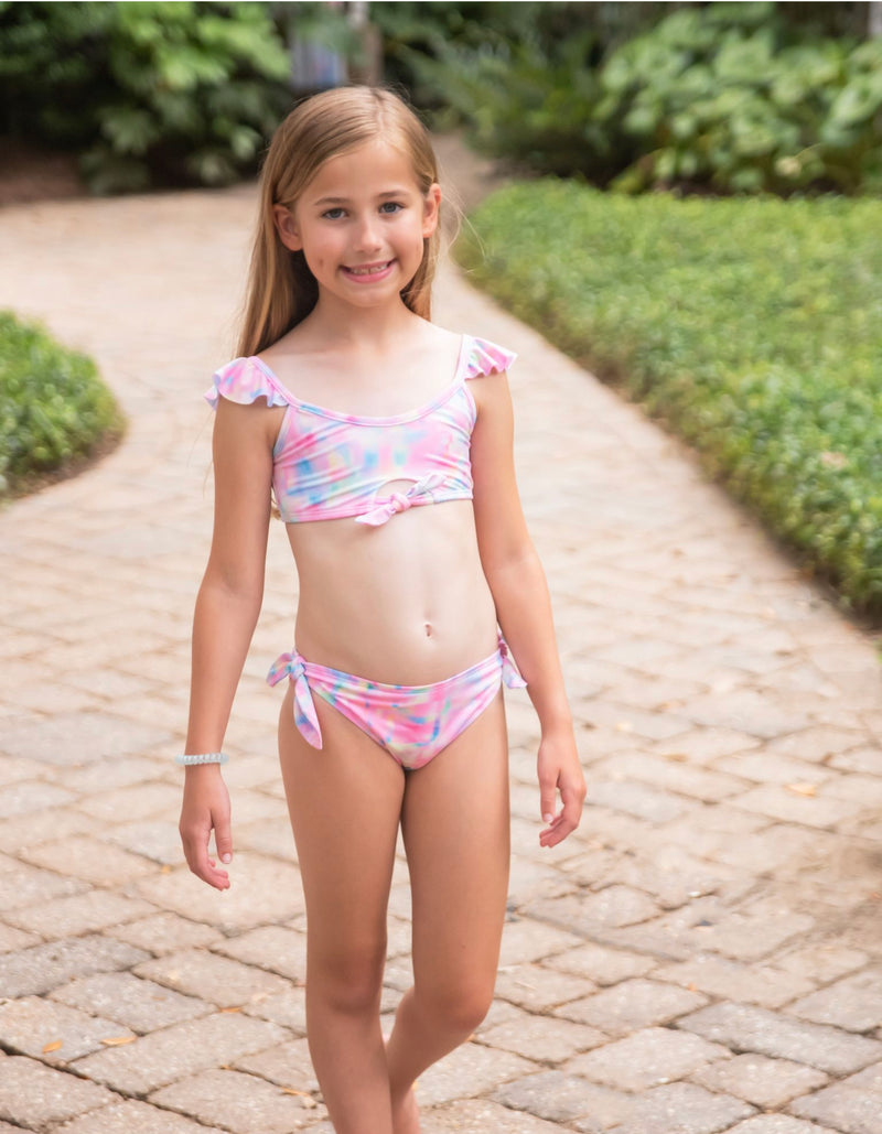 James and Lottie Two Piece One Shoulder Scalloped Swim