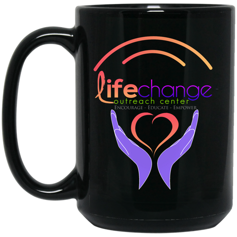 Life Change Outreach 15 oz. Black Mug Drinkware- Warrior Design Co. | Quality Affordable Branding Solutions