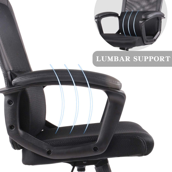 Mesh Backrest Lumbar Supp 2X Car Office Chair Truck Seat Black