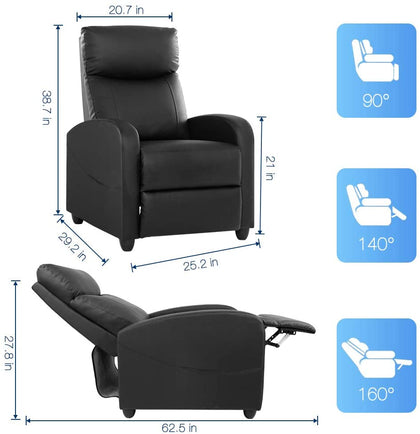 Smugdesk Recliner Sofa Chair, Reclining Chair with PU Leather
