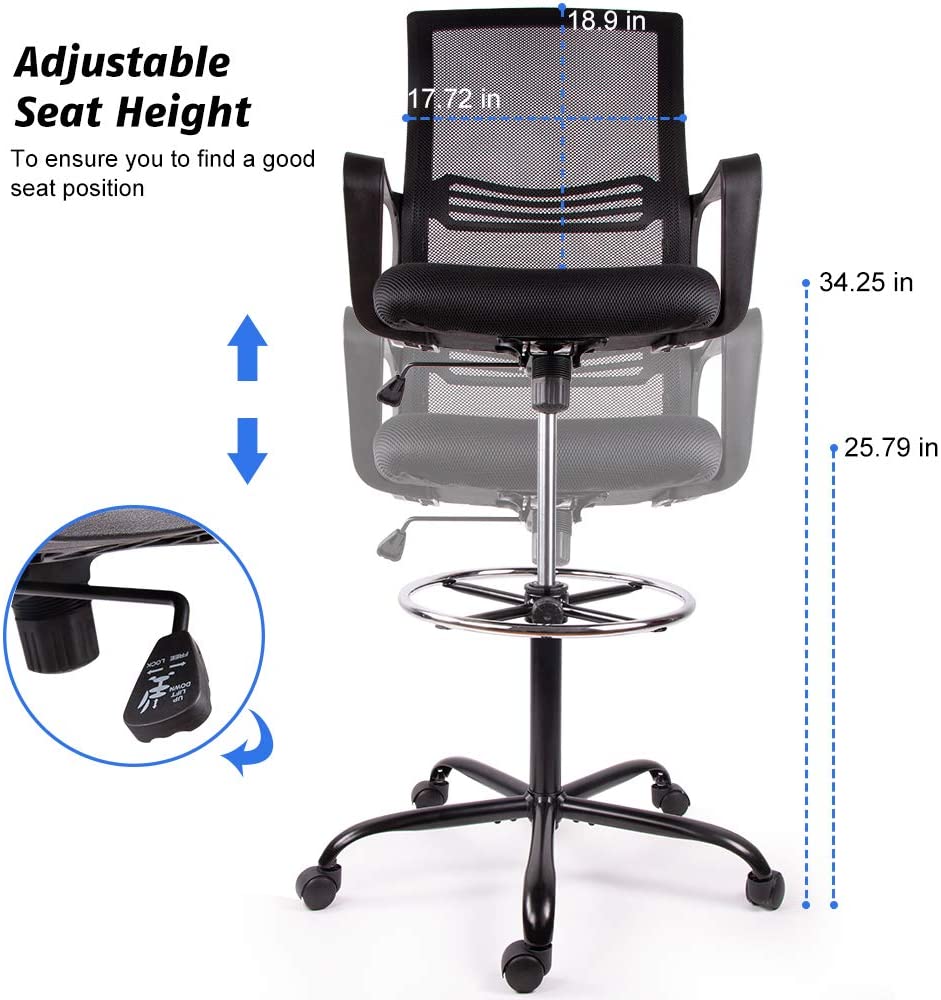 Smugdesk Mesh Drafting Chair Tall Office Chair for Standing Desk – SmugDesk