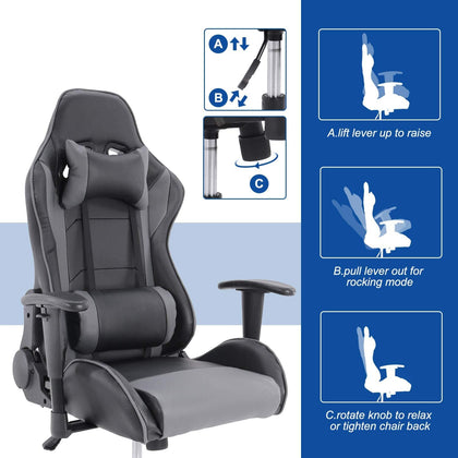 PU Leather Racing Gaming Chair with Lumbar Support and Flip Up Arms –  SmugDesk