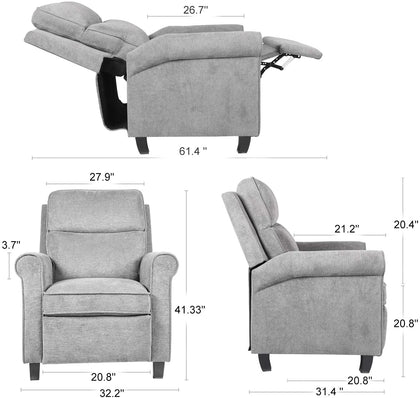 Recliner Chair Ergonomic Adjustable Single Fabric Sofa w/Thicker Seat  Cushion - Bed Bath & Beyond - 35233489