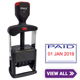 Traxx JF630 stock date stamps, choose from a wide variety of every day phrases to help your business needs.