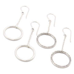 Sterling Silver Handcrafted Drop-Hoop Earrings by 4byKaren.com