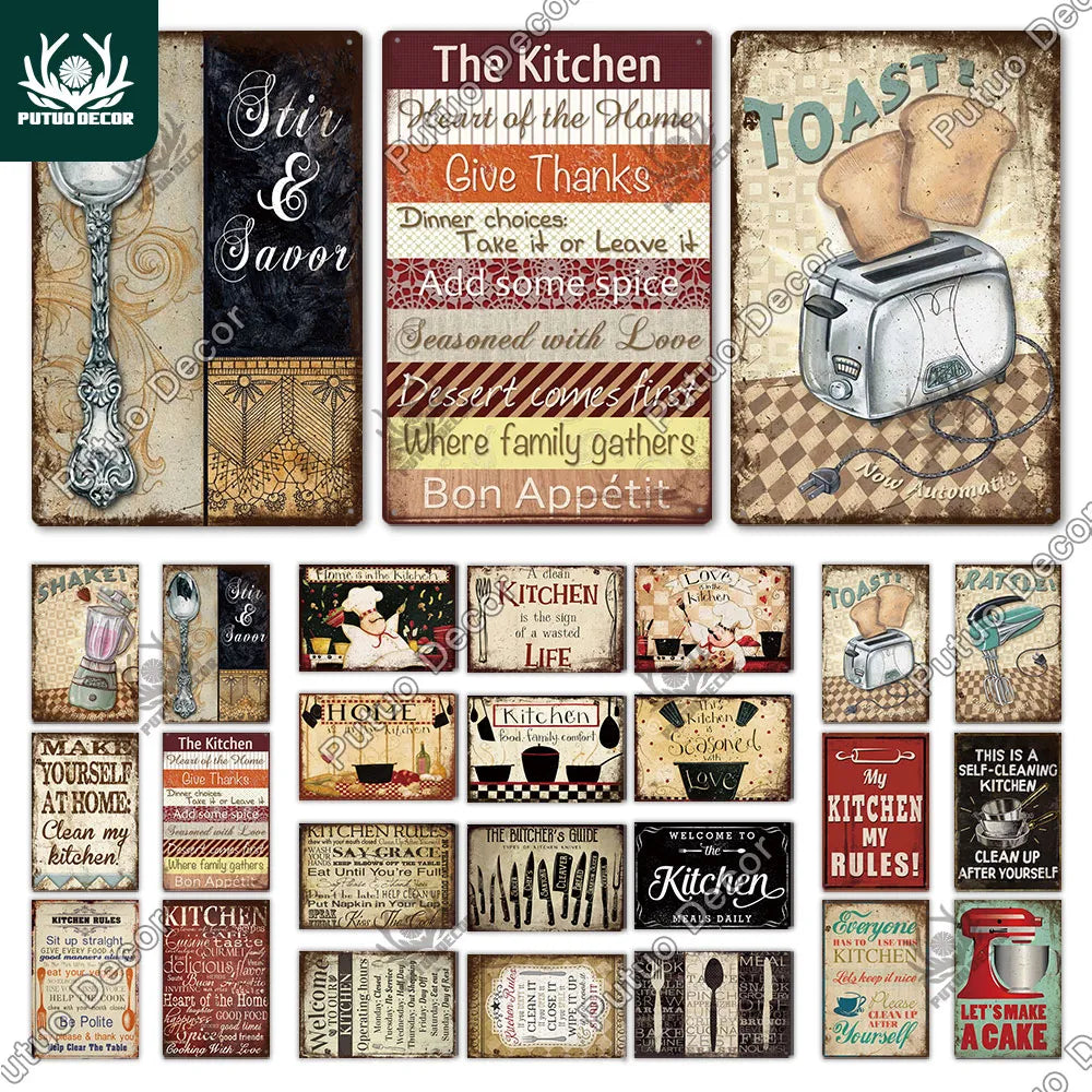 Decorative Wall Art Stickers Cafe Kitchen Dinner Poster Plate