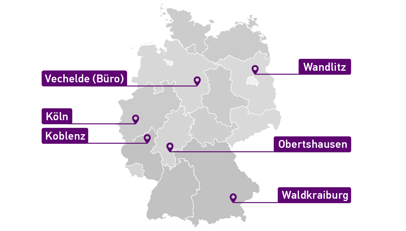 Livraison rapide et respectueuse de l'environnement grâce aux itinéraires de livraison les plus courts possibles et à une disponibilité élevée des produits sur plusieurs sites de livraison en Allemagne, en Autriche et en Suisse.