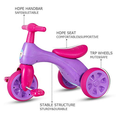 Pink Kid Riding Balance Bike Sound 3-Wheels Single Speed Tricycle Home Outdoor Recreation Cycling Tricycles Sporting Goods Cycling Bicycle, Wheel, Outdoors, Trishaw, Pedicab, Child, Young, Boy, Girl