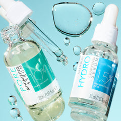 pore refining and hydrating serum skincare bottles