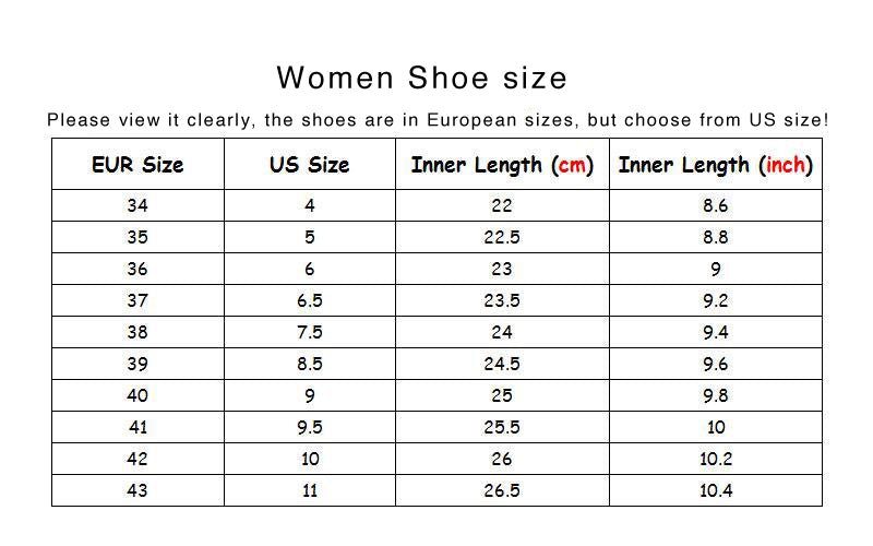 Size Chart Shoes
