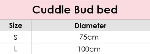 Cuddle bud dog bed size guide.