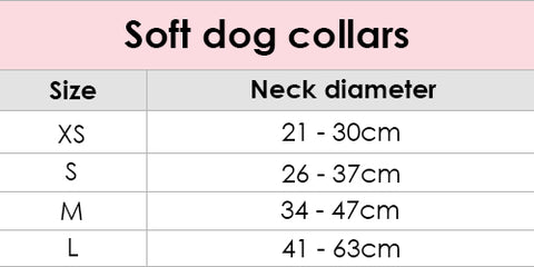 Soft dog collar size guide