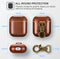 AirPods 2 (LED Visible) Personalized Custom Case Luxury Light Brown Genuine Leather with Keychain Color Embossing Personalization