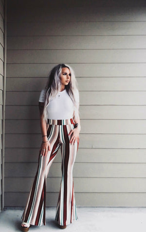 red and white striped bell bottoms