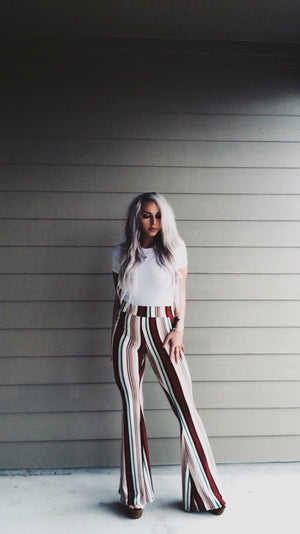 red and white striped bell bottoms