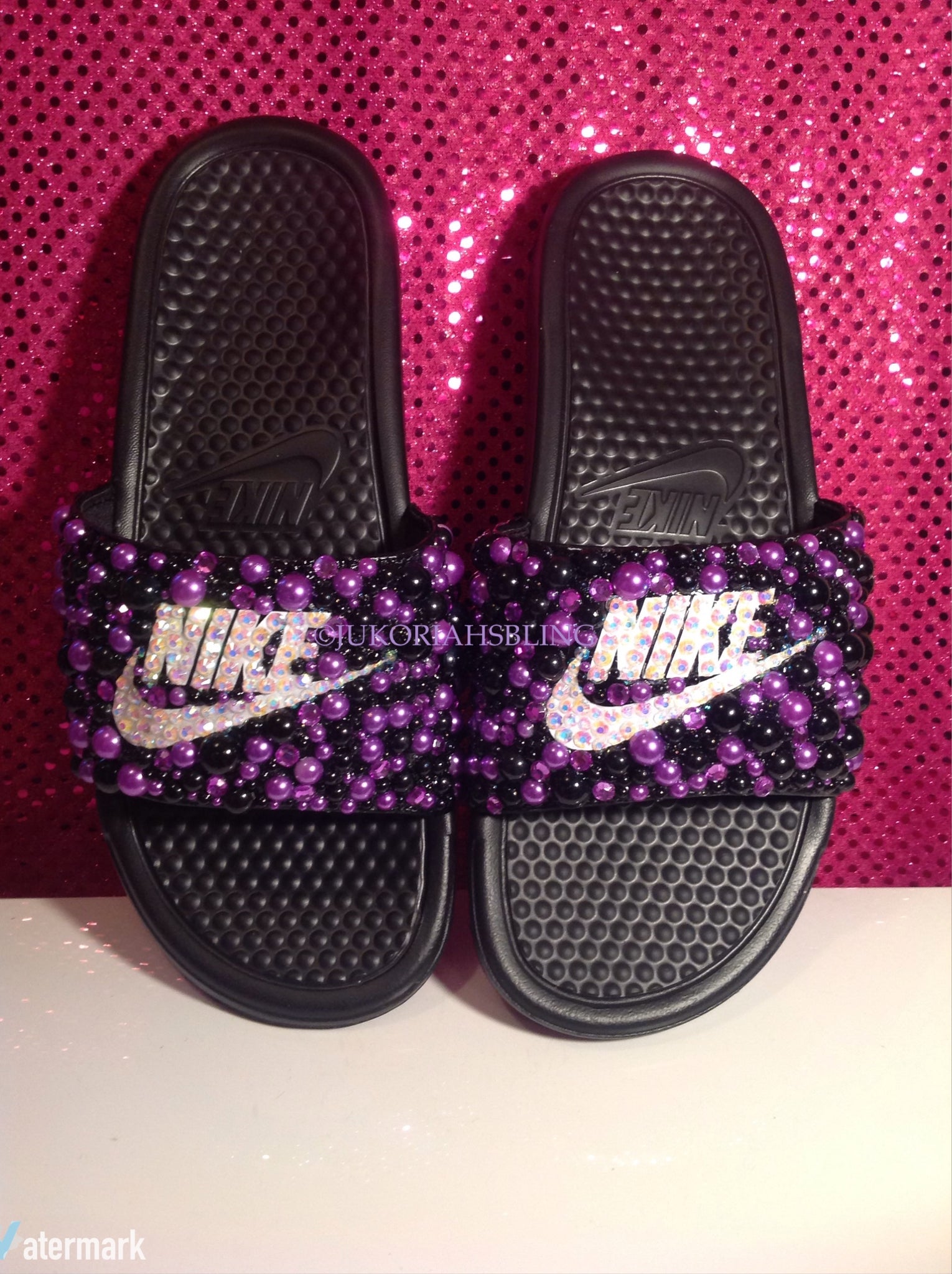 purple slides nike