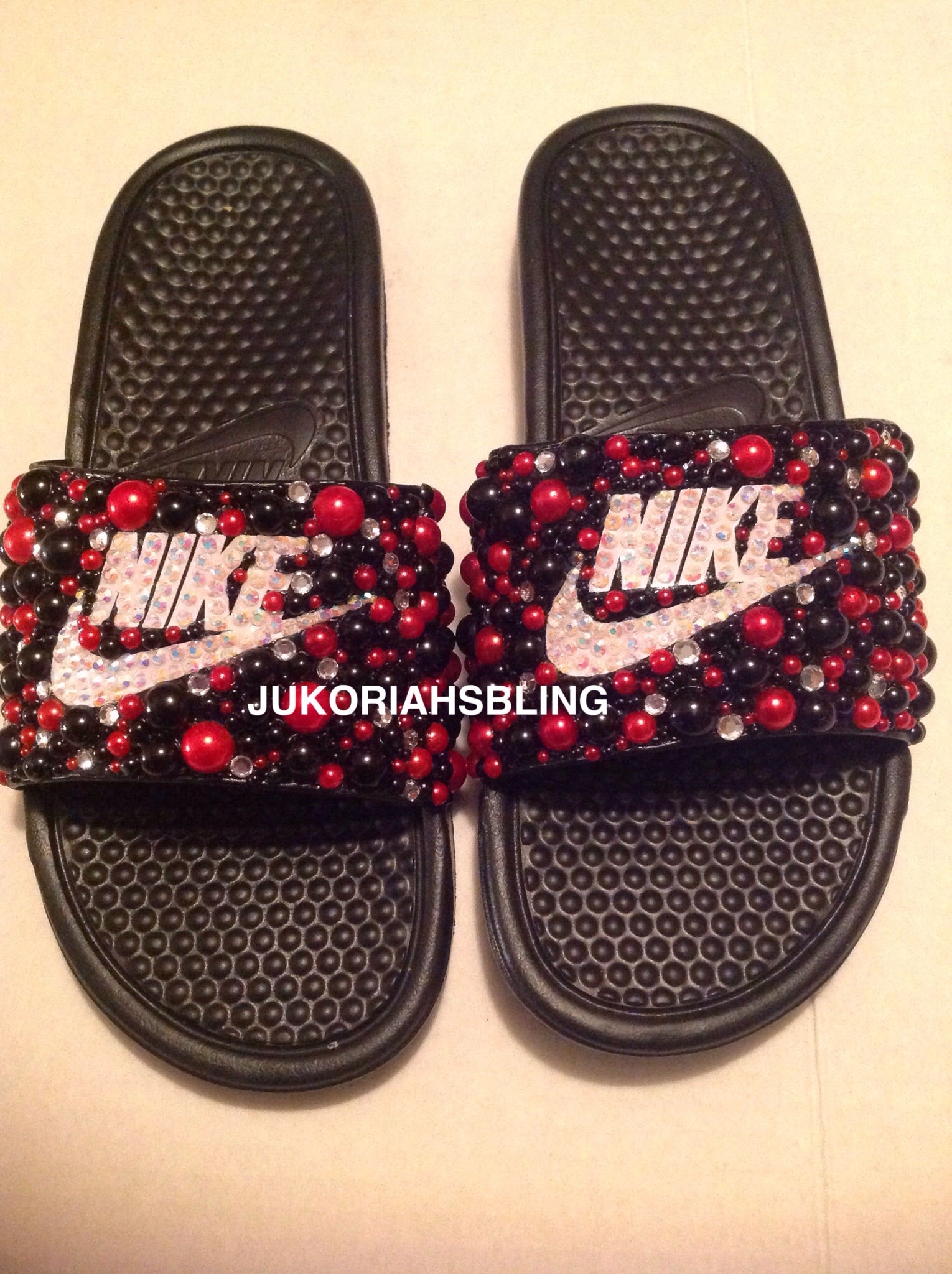 blinged out nike slides