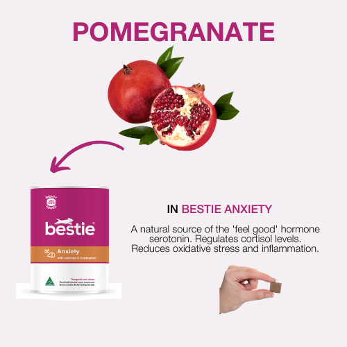 GRAPHIC SHOWING WHICH BESTIE PRODUCTS CONTAIN POMEGRANATE