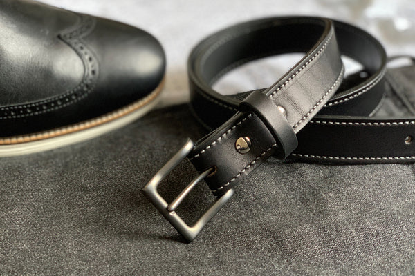 mens leather black belt handmade leather belt