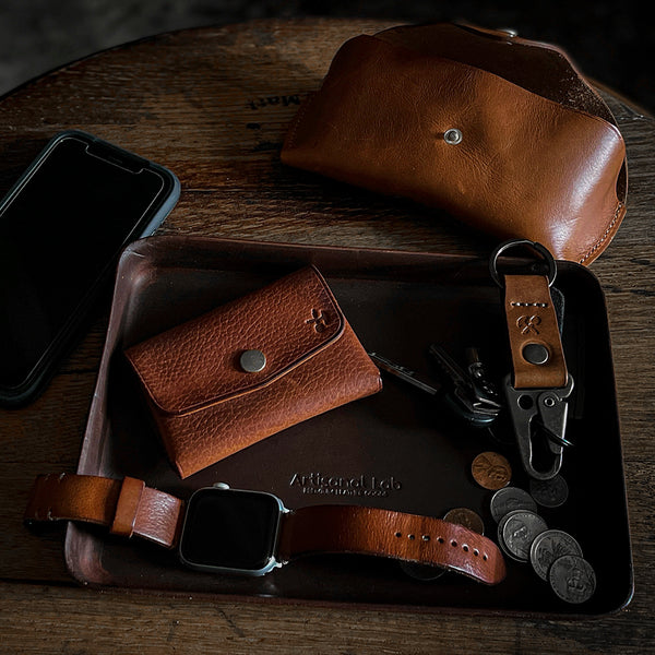 handmade leather valet tray 