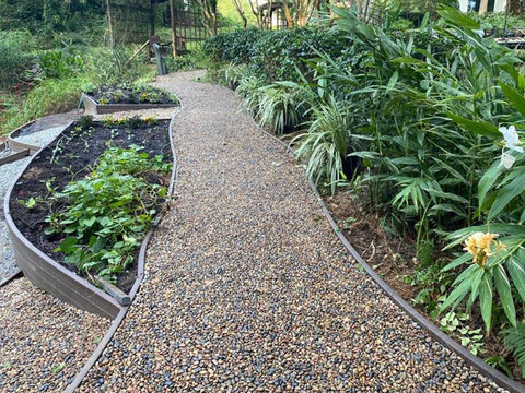 raised garden bed path