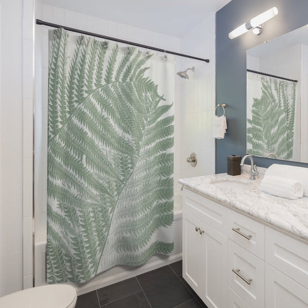 Two Green Ferns Giant Botanical Print Shower Curtain