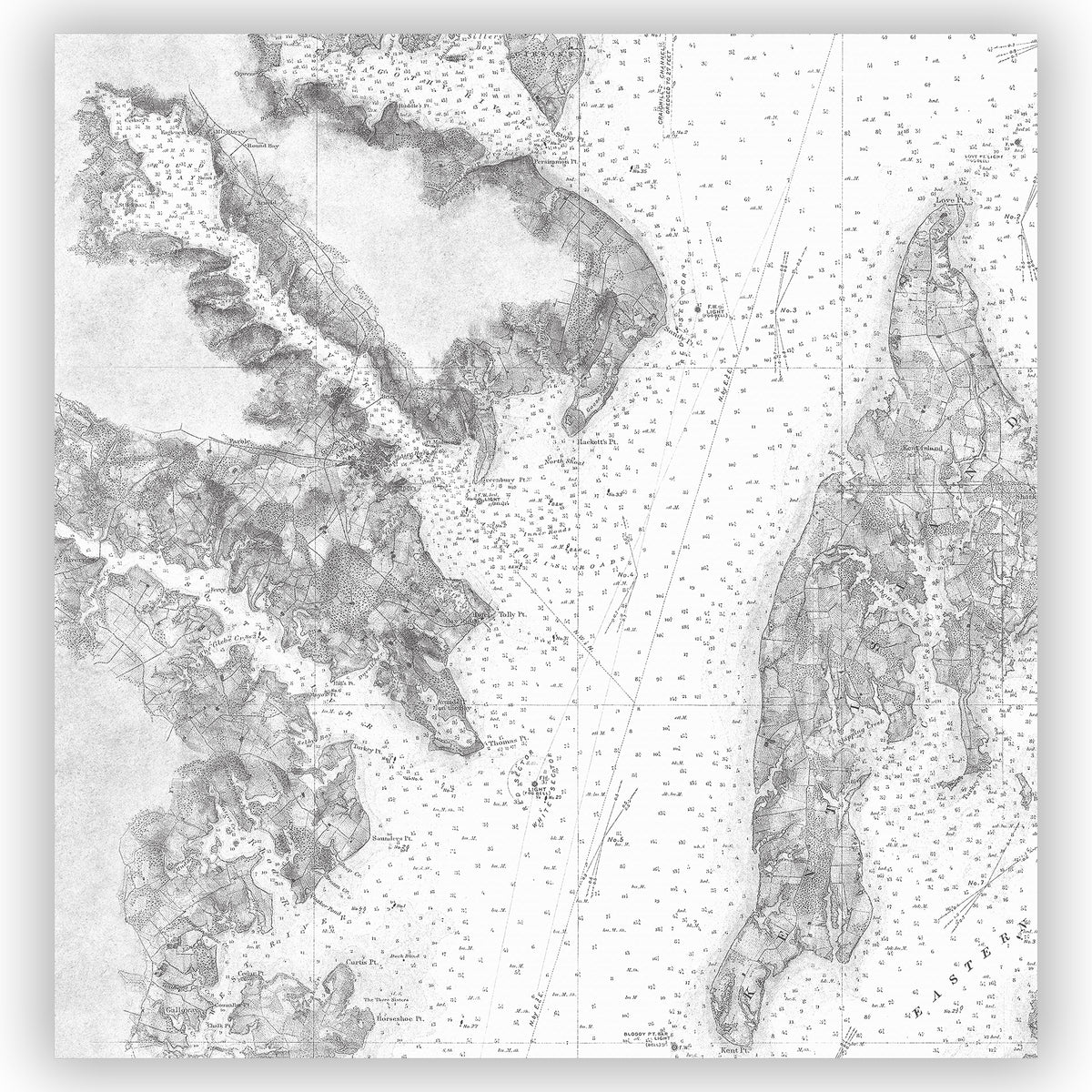 Map of Central Chesapeake Bay Shower Curtain - Gray and White - at Ann ...