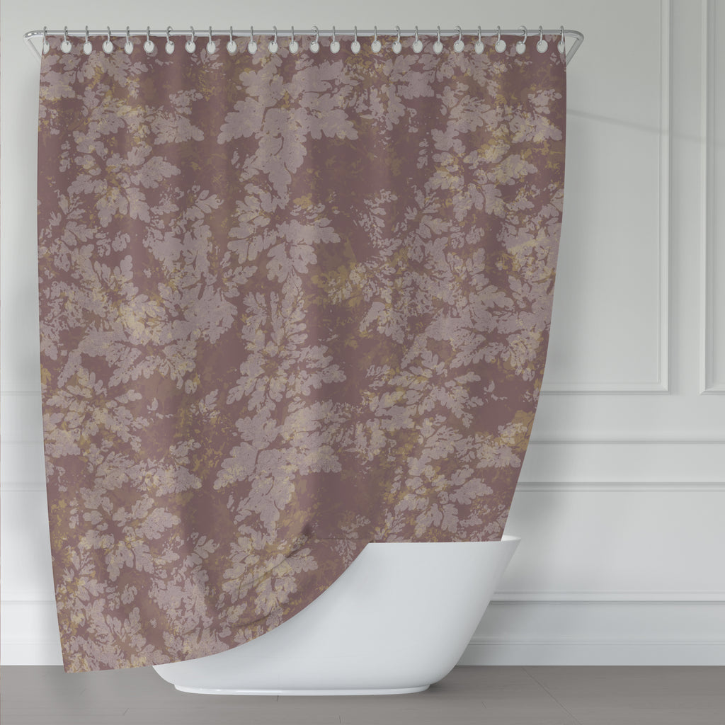 Rose Gold Dusty Pink Botanical Damask Style Fabric Shower Curtain Metro Shower Curtains