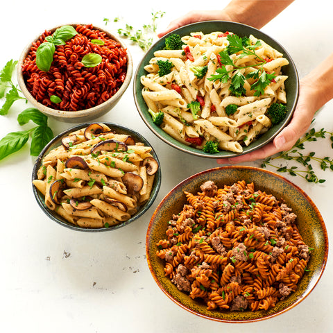 Various prepared pasta meals from All Clean Food.