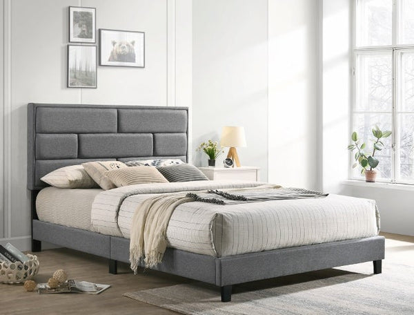 ERIN GREY QUEEN BED WITH NAILHEAD ACCENTS Ivan Smith Furniture