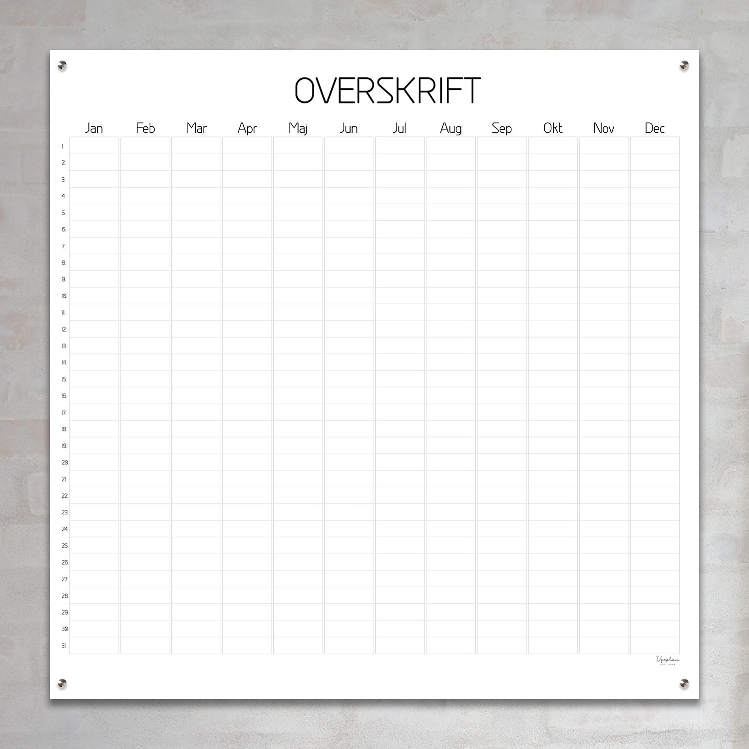 Se Årskalender, Klassisk Kvadrat - 100 x 100 hos Ugeplan