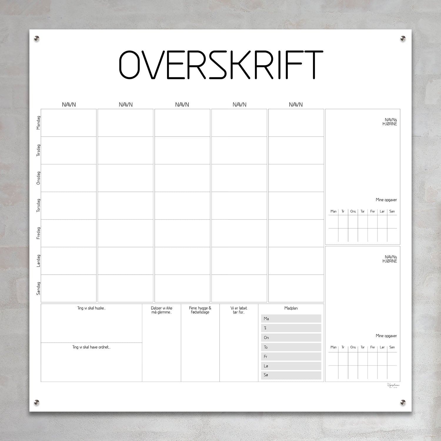 Billede af Ugeplan, Speciel Kvadratisk - 50 x 50 cm