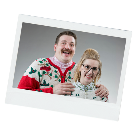 couple in christmas sweaters