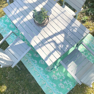 XXL Outdoor Teppich für Garten und Terrasse florales Muster grün 180x270cm