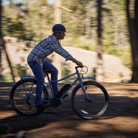 Man riding Bluejay bike