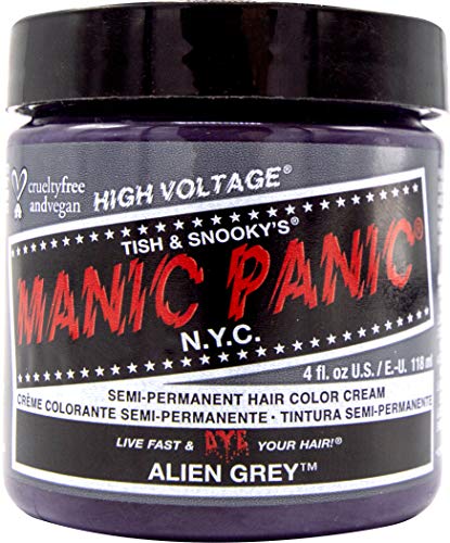 Manic Panic Alien Grey Hair Color Cream Classic High Voltage Semi Permanent Hair Dye Vivid Slate Grey Shade For Dark Light Hair Vegan Ppd