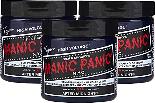 Manic Panic After Midnight Blue Hair Color Cream Classic High Voltage Semi Permanent Hair Dye Vivid Blue Shad For Dark Light Hair Vegan Ppd Amp